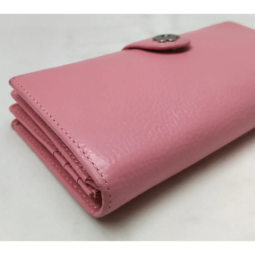 B.T.Rose Pink Pebbled Leather Credit Card ID Window Bifold Wallet